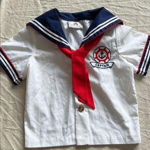 Captain sailor shirt kids 5 red white blue
